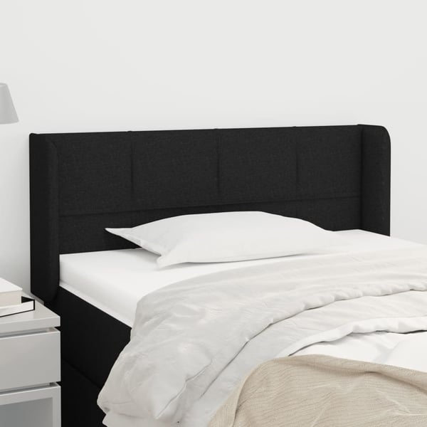 vidaXL sengegavl med kanter 93x16x78/88 cm stof sort