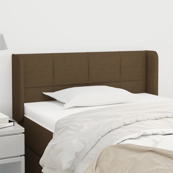 vidaXL sengegavl med kanter 103x16x78/88 cm stof mørkebrun