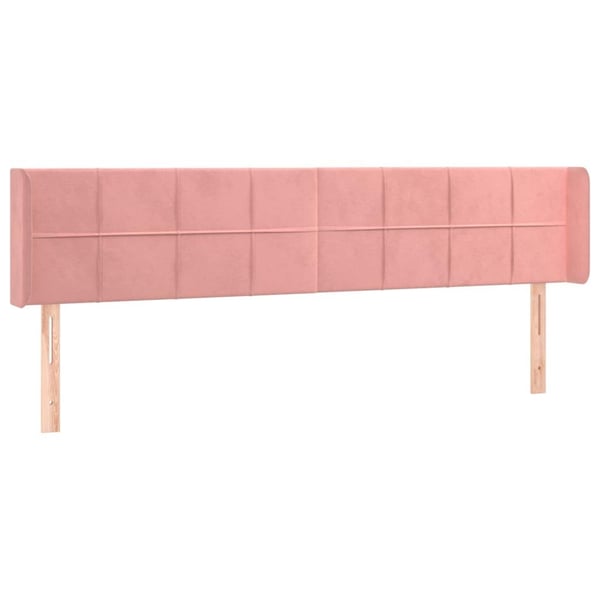 vidaXL sengegavl med kanter 163x16x78/88 cm fløjl lyserød