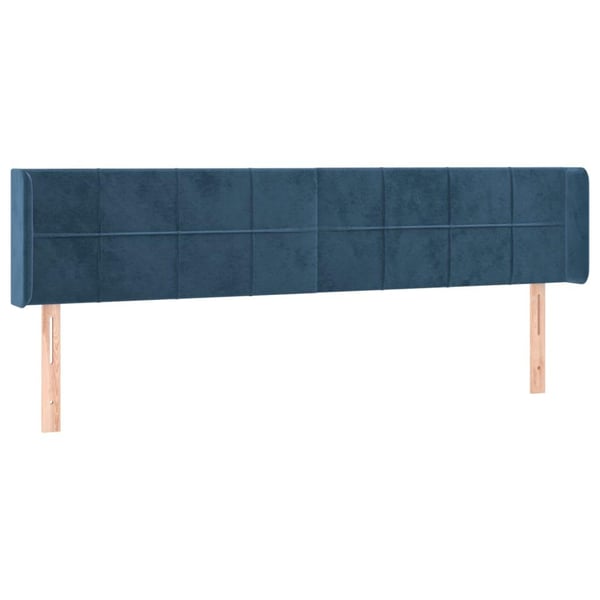 vidaXL sengegavl med kanter 183x16x78/88 cm fløjl mørkeblå