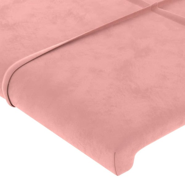 vidaXL sengegavl med kanter 183x16x78/88 cm fløjl lyserød