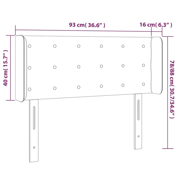 vidaXL sengegavl med kanter 93x16x78/88 cm kunstlæder cremefarvet