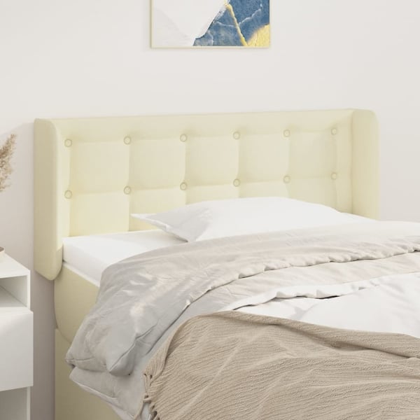 vidaXL sengegavl med kanter 93x16x78/88 cm kunstlæder cremefarvet