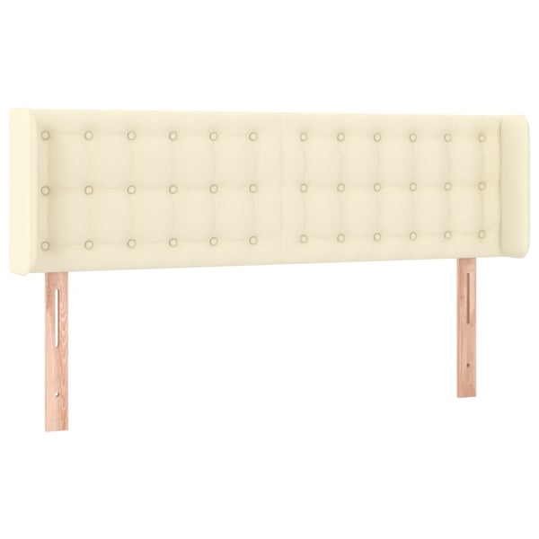 vidaXL sengegavl med kanter 147x16x78/88 cm kunstlæder cremefarvet