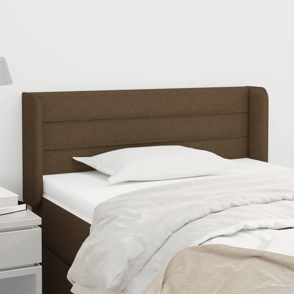 vidaXL sengegavl med kanter 83x16x78/128 cm stof mørkebrun