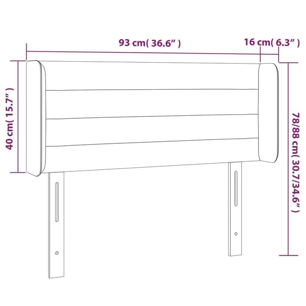 vidaXL sengegavl med kanter 93x16x78/128 cm stof lysegrå