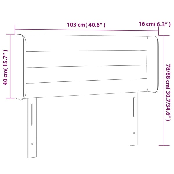 vidaXL sengegavl med kanter 103x16x78/88 cm stof cremefarvet