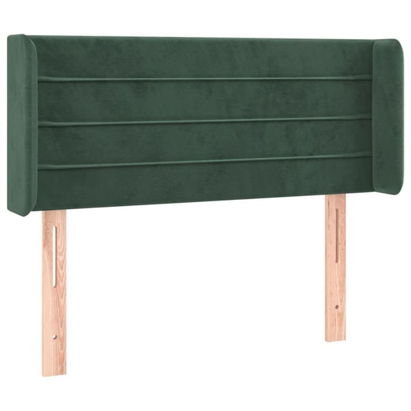 vidaXL sengegavl med kanter 103x16x78/88 cm fløjl mørkegrøn