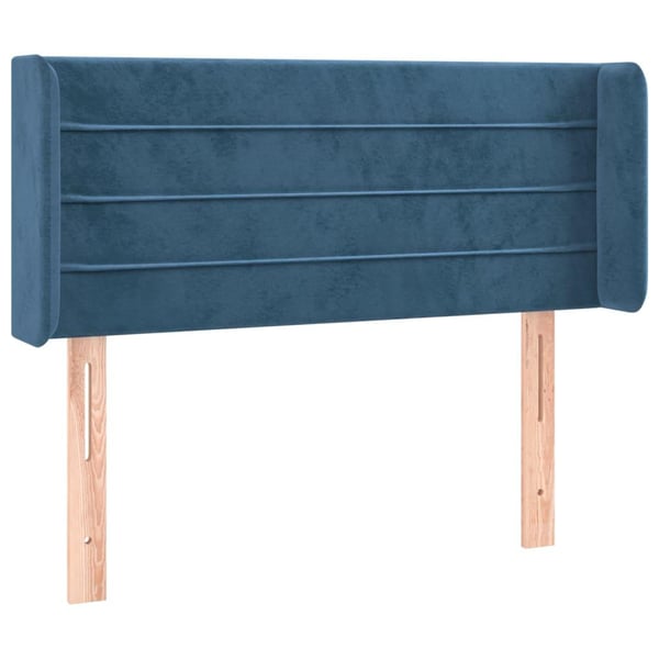 vidaXL sengegavl med kanter 103x16x78/88 cm fløjl mørkeblå
