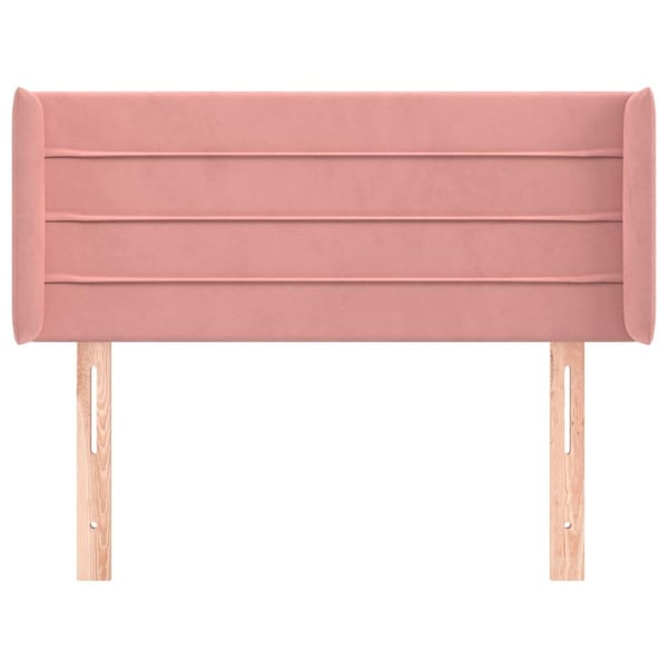 vidaXL sengegavl med kanter 103x16x78/88 cm fløjl lyserød