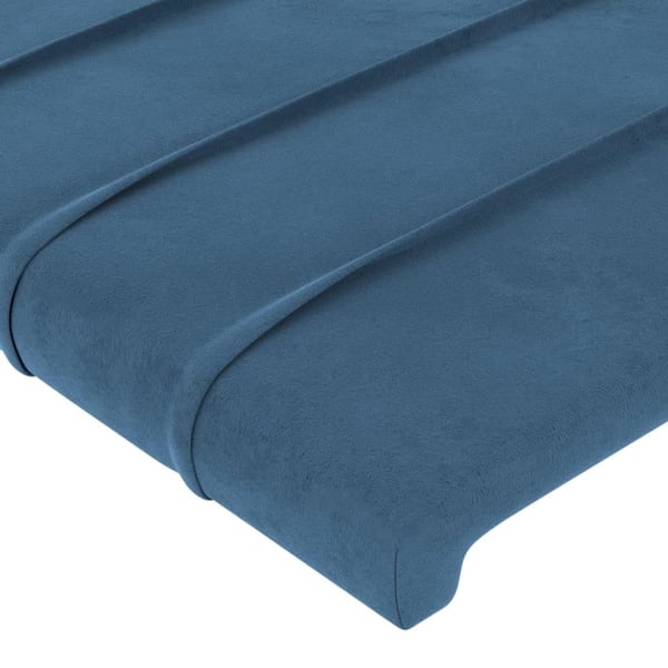 vidaXL sengegavl med kanter 163x16x78/88 cm fløjl mørkeblå