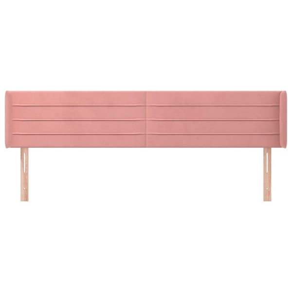 vidaXL sengegavl med kanter 203x16x78/88 cm fløjl lyserød