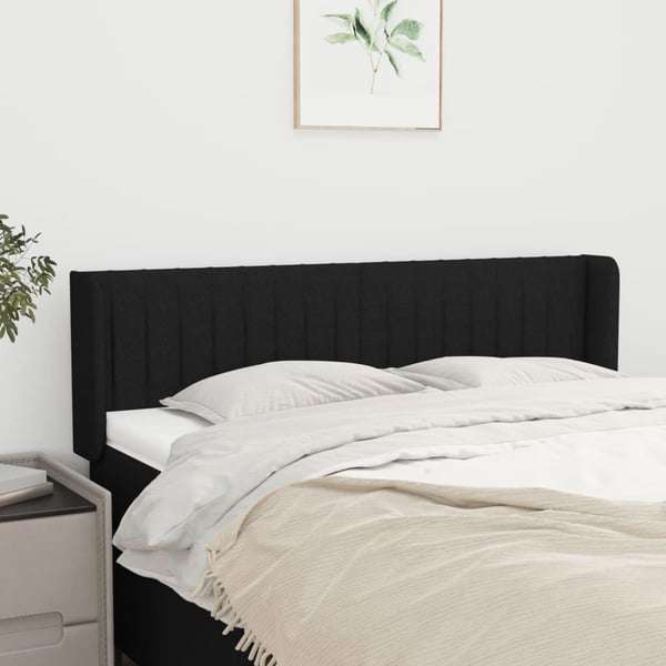vidaXL sengegavl med kanter 147x16x78/88 cm stof sort
