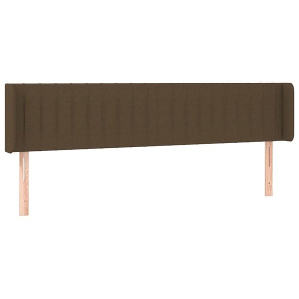 vidaXL sengegavl med kanter 203x16x78/88 cm stof mørkebrun