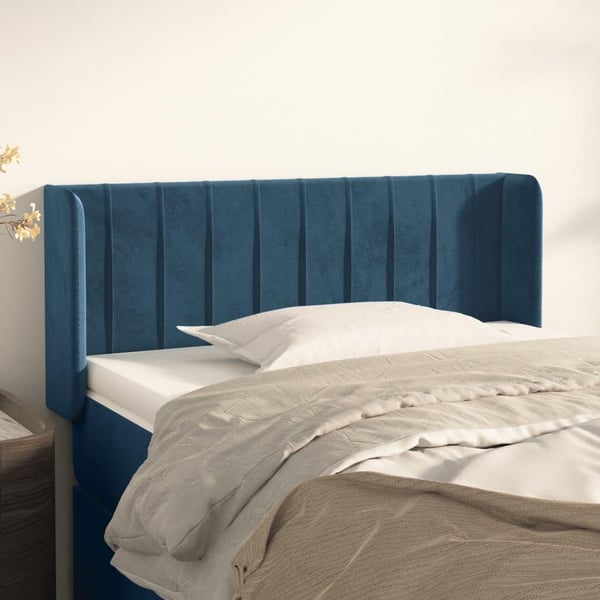 vidaXL sengegavl med kanter 93x16x78/88 cm fløjl mørkeblå