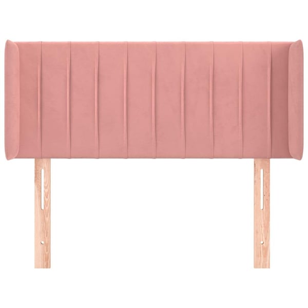 vidaXL sengegavl med kanter 93x16x78/88 cm fløjl lyserød