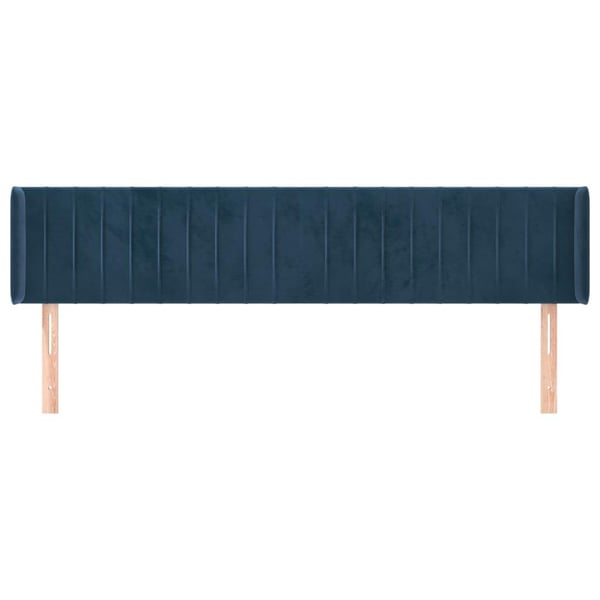 vidaXL sengegavl med kanter 163x16x78/88 cm fløjl mørkeblå