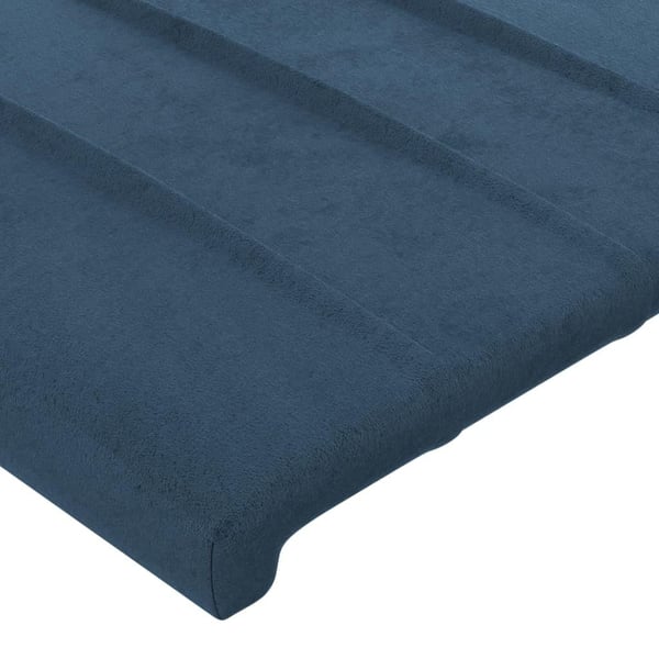 vidaXL sengegavl med kanter 183x16x78/88 cm fløjl mørkeblå