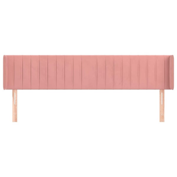 vidaXL sengegavl med kanter 183x16x78/88 cm fløjl lyserød