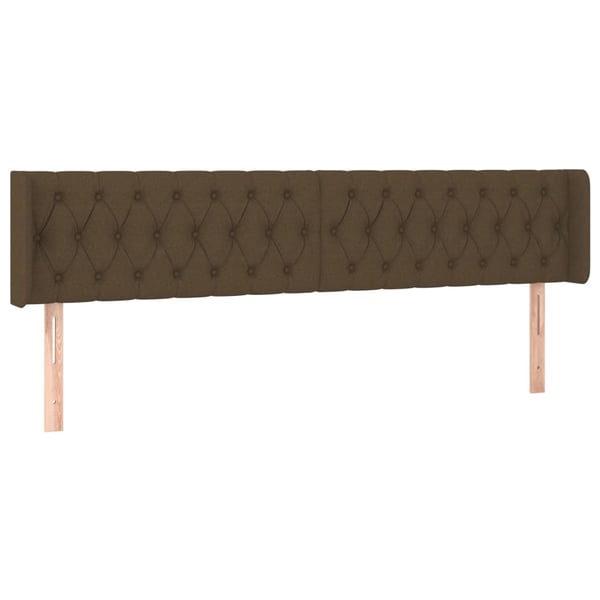 vidaXL sengegavl med kanter 183x16x78/88 cm stof mørkebrun