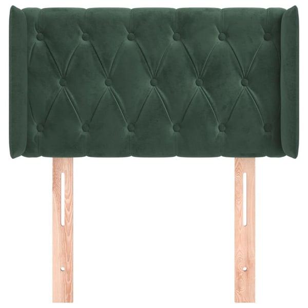 vidaXL sengegavl med kanter 83x16x78/88 cm fløjl mørkegrøn
