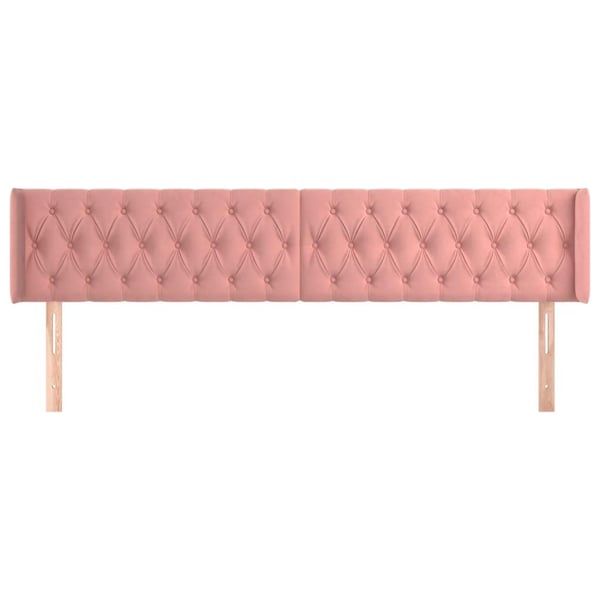 vidaXL sengegavl med kanter 203x16x78/88 cm fløjl lyserød