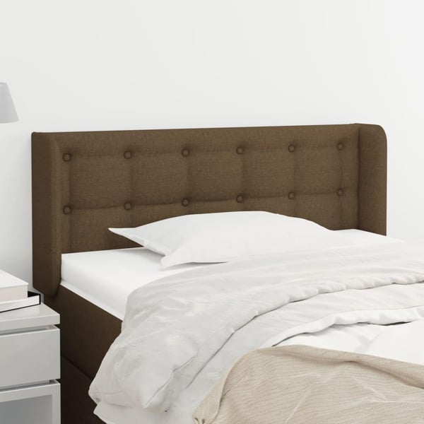 vidaXL sengegavl med kanter 103x16x78/88 cm stof mørkebrun