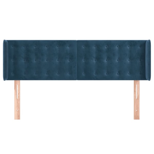 vidaXL sengegavl med kanter 147x16x78/88 cm fløjl mørkeblå
