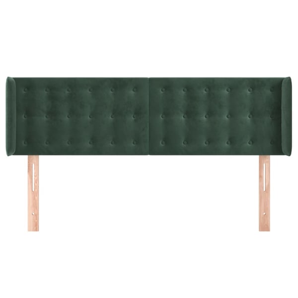 vidaXL sengegavl med kanter 147x16x78/88 cm fløjl mørkegrøn
