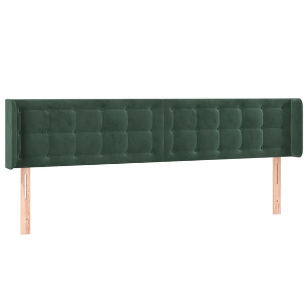 vidaXL sengegavl med kanter 203x16x78/88 cm fløjl mørkegrøn