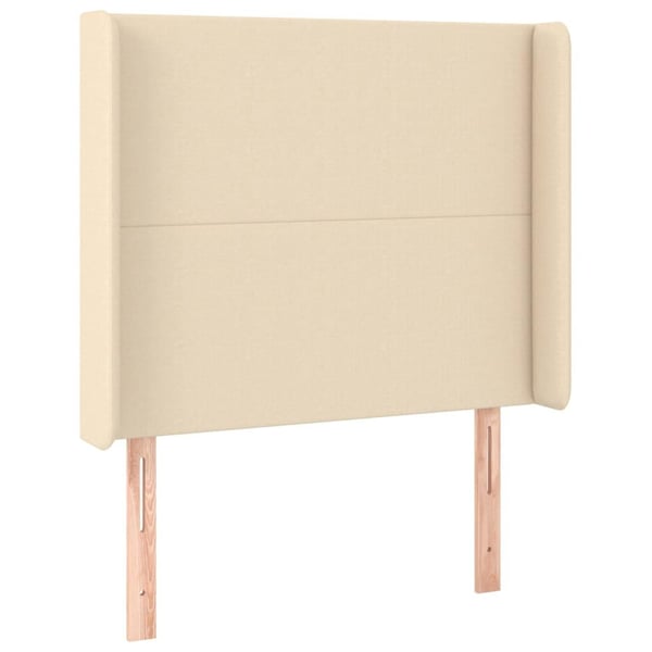 vidaXL sengegavl med kanter 83x16x118/128 cm stof cremefarvet