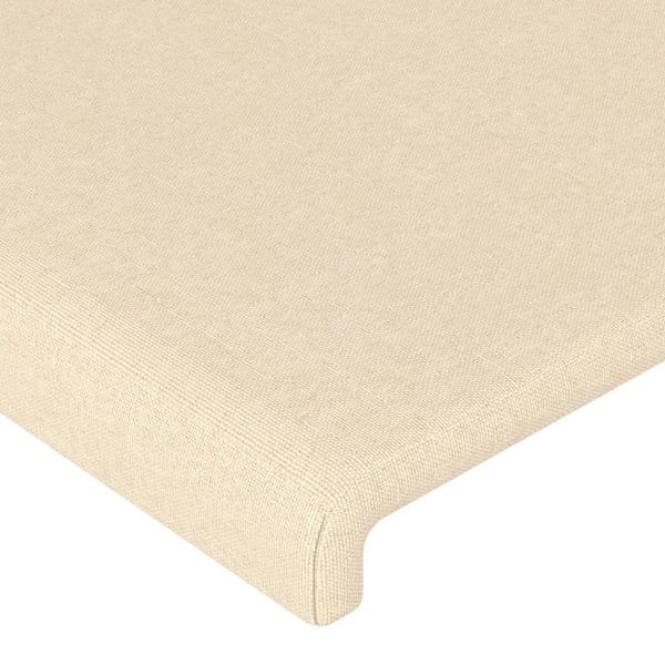 vidaXL sengegavl med kanter 163x16x118/128 cm stof cremefarvet