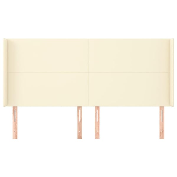 vidaXL sengegavl med kanter 163x16x118/128 cm kunstlæder cremefarvet