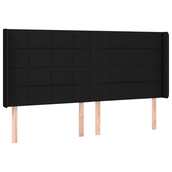 vidaXL sengegavl med kanter 163x16x118/128 cm stof sort