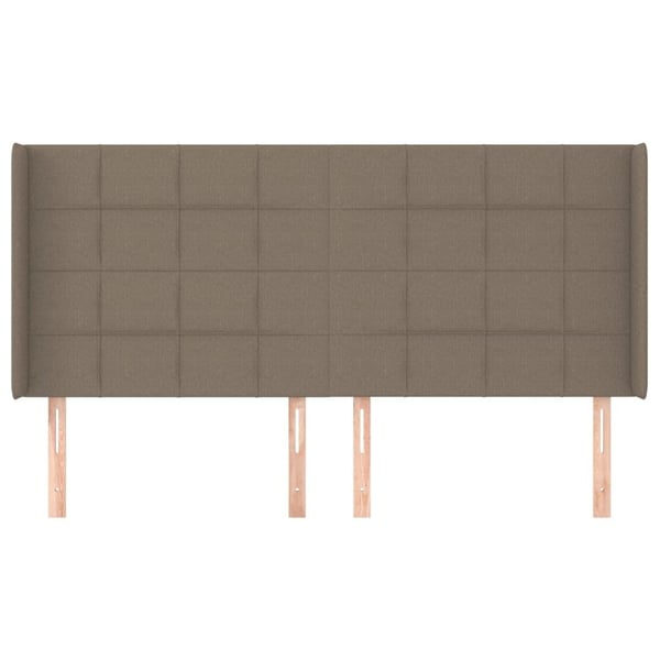 vidaXL sengegavl med kanter 203x16x118/128 cm stof gråbrun