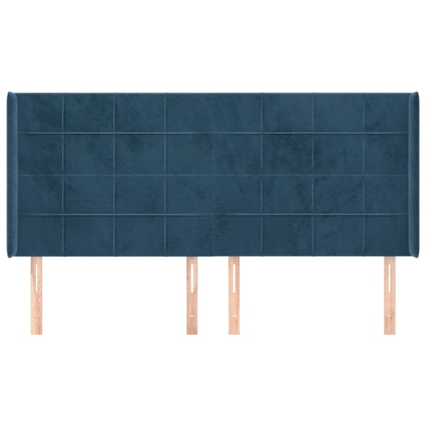 vidaXL Sänggavel med kanter mörkblå 183x16x118/128 cm sammet