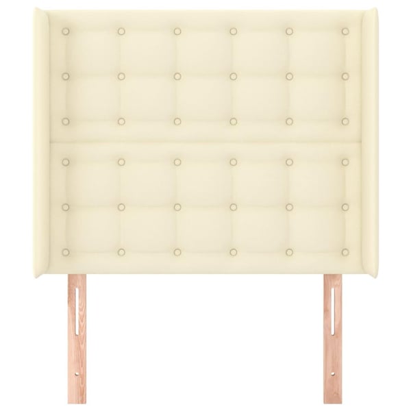 vidaXL sengegavl med kanter 93x16x118/128 cm kunstlæder cremefarvet