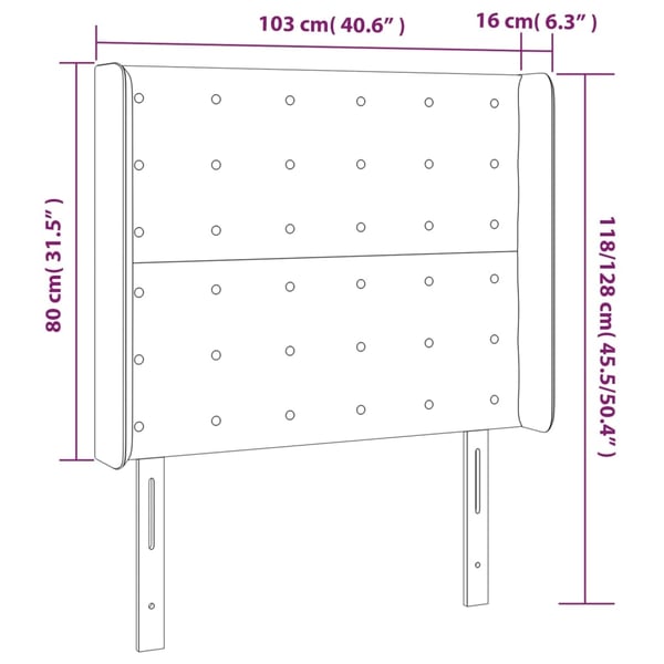 vidaXL sengegavl med kanter 103x16x118/128 cm kunstlæder cremefarvet