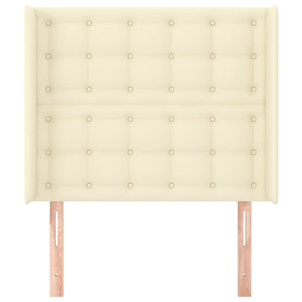 vidaXL sengegavl med kanter 103x16x118/128 cm kunstlæder cremefarvet