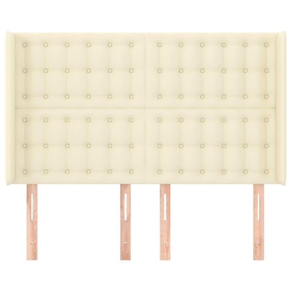 vidaXL sengegavl med kanter 147x16x118/128 cm kunstlæder cremefarvet