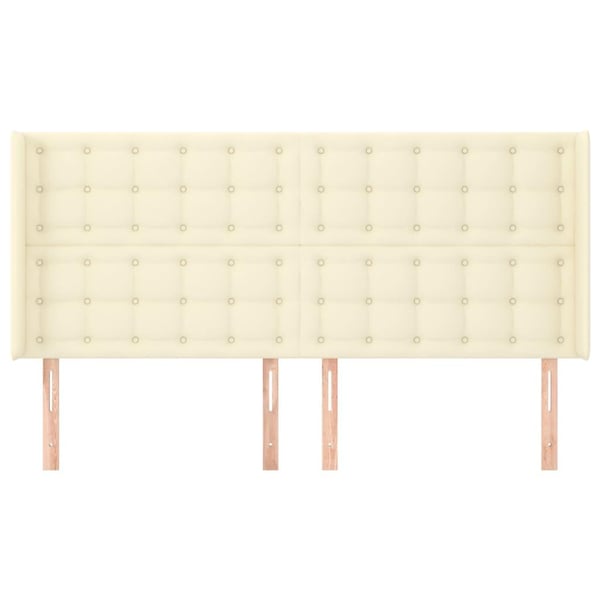vidaXL Sänggavel med kanter gräddvit 203x16x118/128 cm konstläder