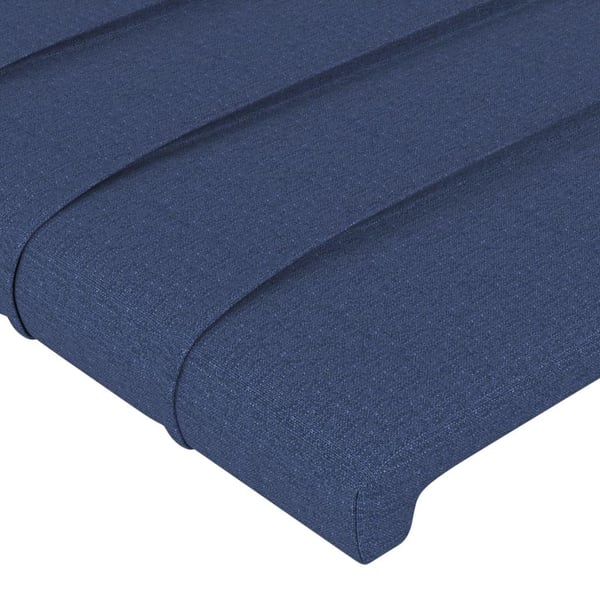 vidaXL sengegavl med kanter 203x16x118/128 cm stof blå