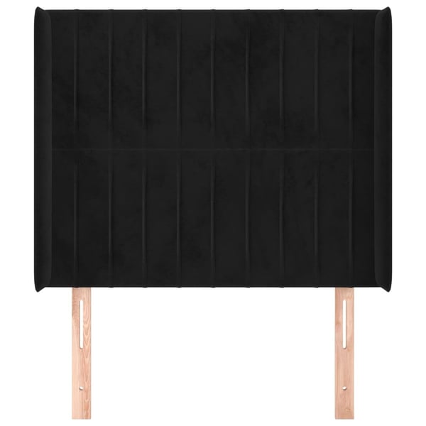 vidaXL sengegavl med kanter 83x16x118/128 cm fløjl sort