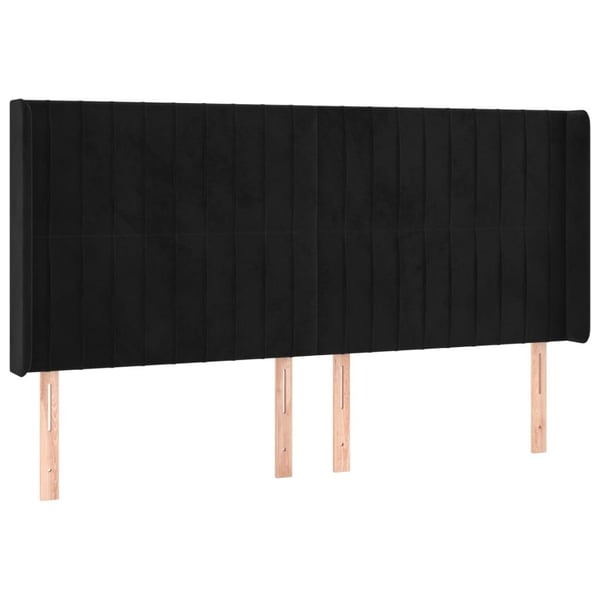 vidaXL sengegavl med kanter 163x16x118/128 cm fløjl sort