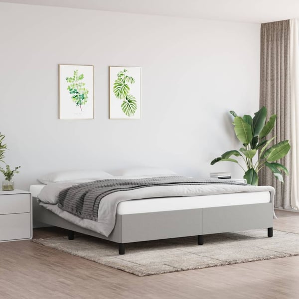 vidaXL sengeramme 180x200 cm stof lysegrå