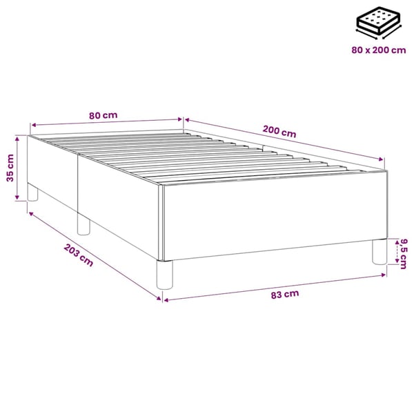 vidaXL sengeramme 80x200 cm fløjl sort