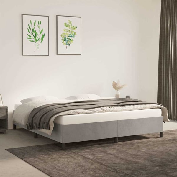 vidaXL Sengeramme uden madras Lysegrå 160x200 cm Fløjl