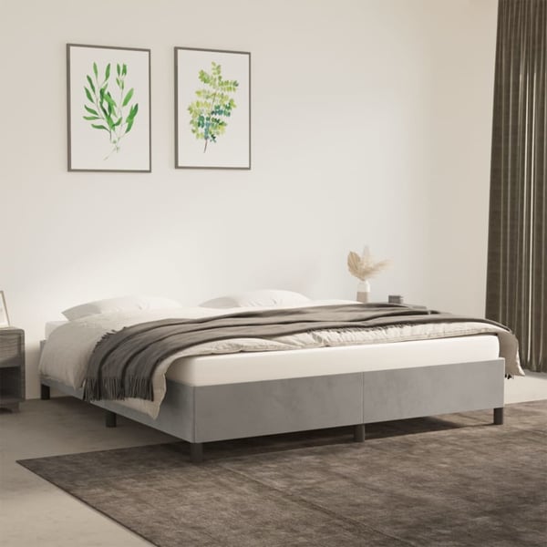 vidaXL sengeramme 180x200 cm fløjl lysegrå