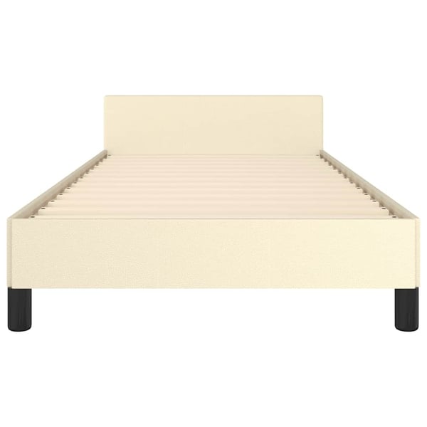 vidaXL sengeramme med sengegavl 90x200 cm kunstlæder cremefarvet