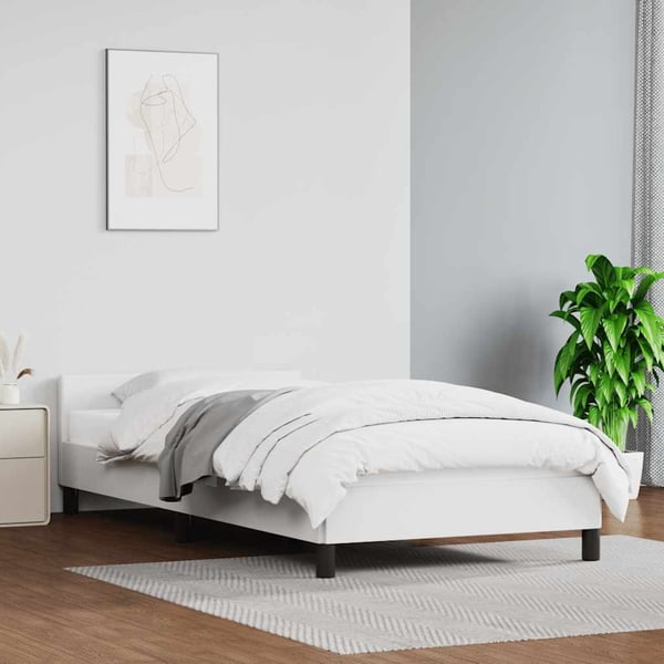 vidaXL sengeramme med sengegavl 90x200 cm kunstlæder hvid